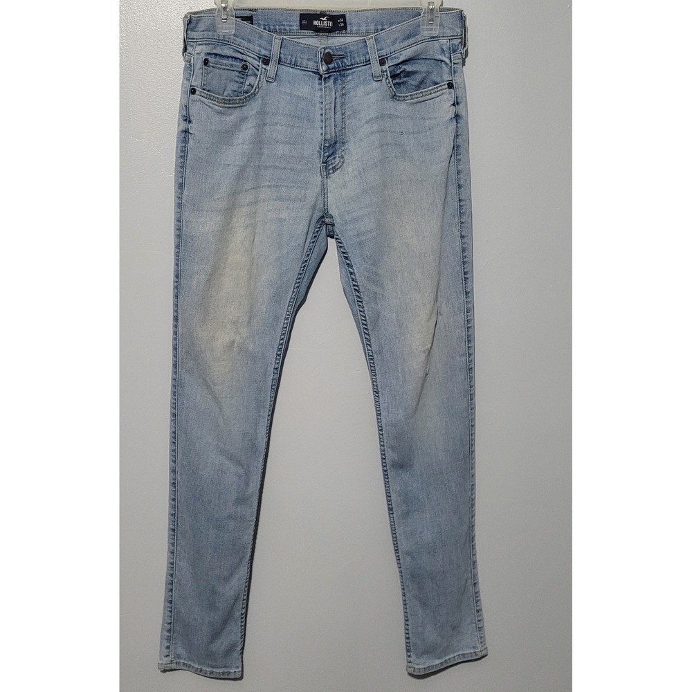 Hollister Advanced Stretch Skinny Jeans Mens 34x34 Light Wash Blue Denim Pants